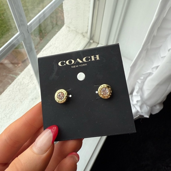 Coach Gold Open Circle Stud Earrings - Picture 2 of 4